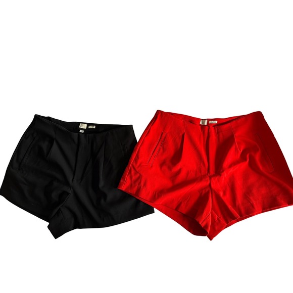 A New Day Women's Stretch Pleated Shorts Bundle Black Red High Waist Size 17 - Picture 1 of 5